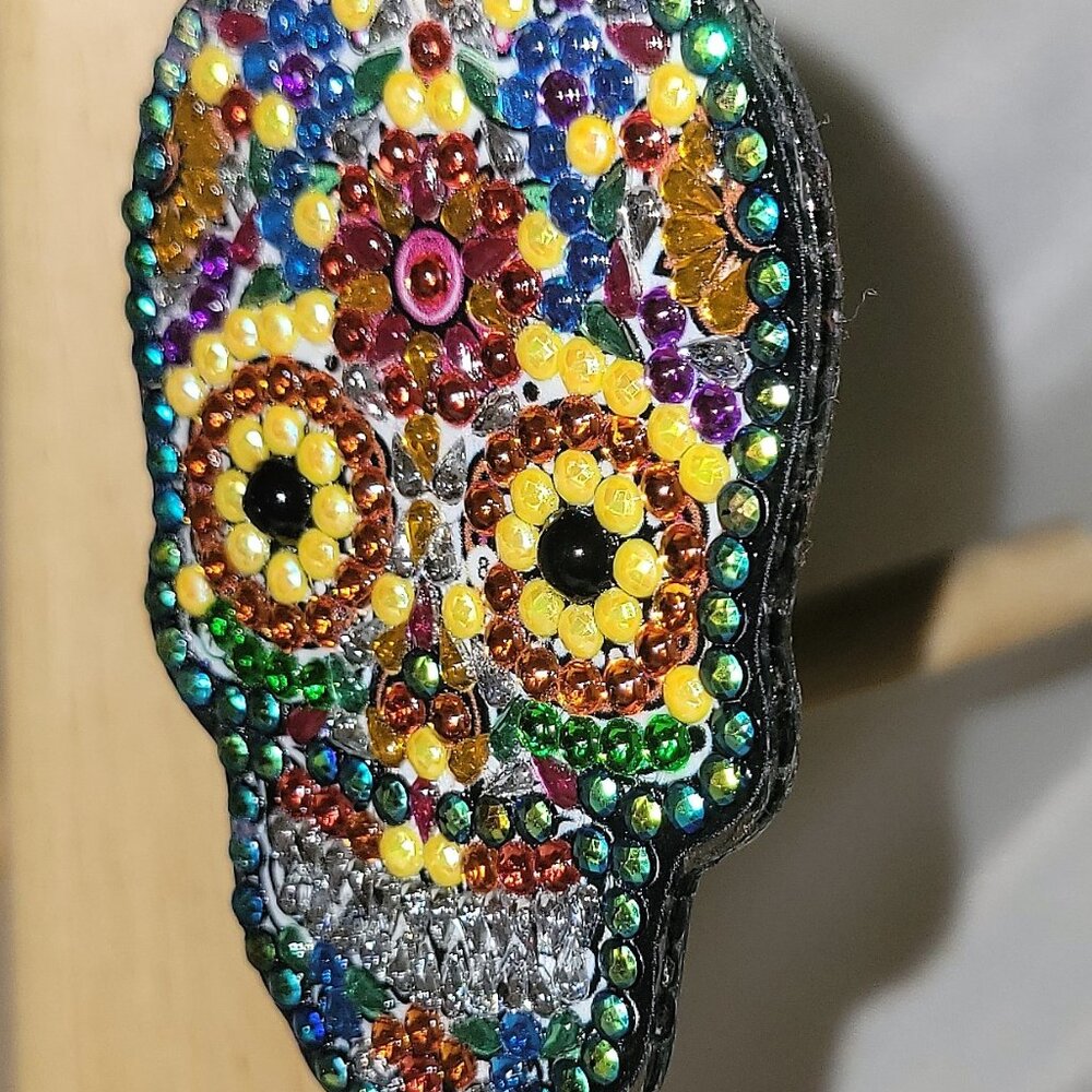Diamond Painted Sugar Skull Keychain One of a Kind Keychain NEW Trendy Must Have